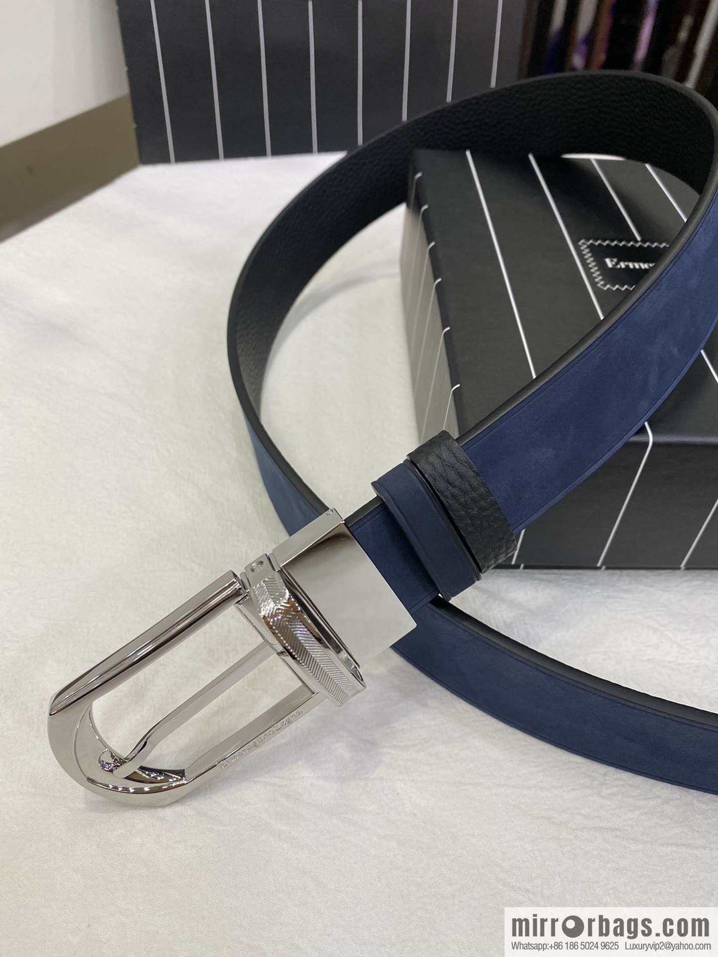 Ermengildo. Zein Zegna men's business leisure rotating pin buckle imported suede with cowhide belt 3.5cm