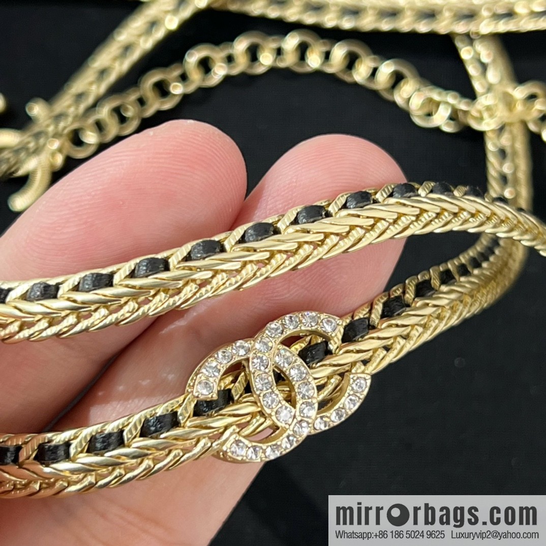 New ☑️ Chanel double c black leather rope waist chain