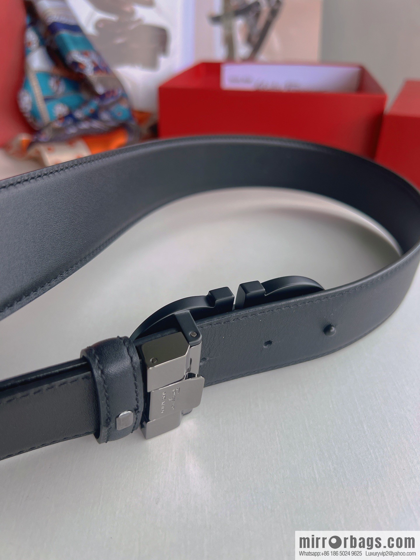 Ferragamo Ferragamo, boutique 8-character counter version metal buckle men's 3.5cm belt