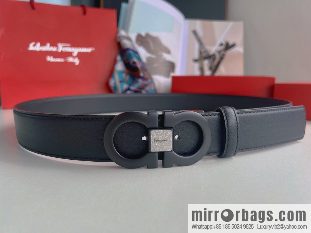 Ferragamo Ferragamo, boutique 8-character counter version metal buckle men's 3.5cm belt