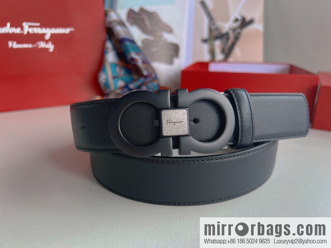 Ferragamo Ferragamo, boutique 8-character counter version metal buckle men's 3.5cm belt