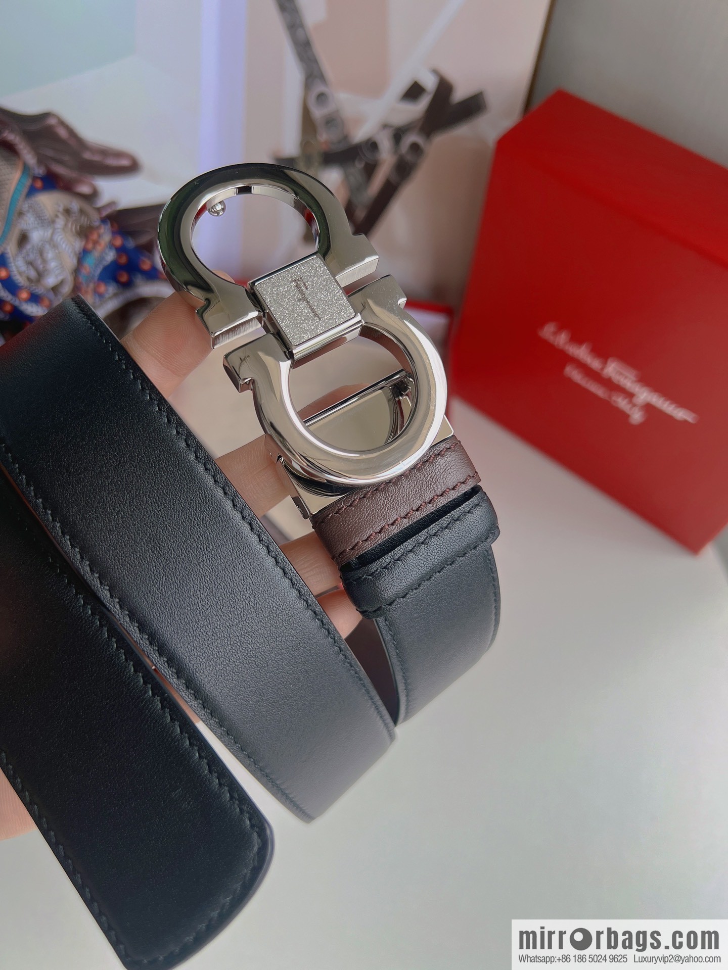 Ferragamo Ferragamo, boutique 8-character counter version metal buckle men's 3.5cm belt