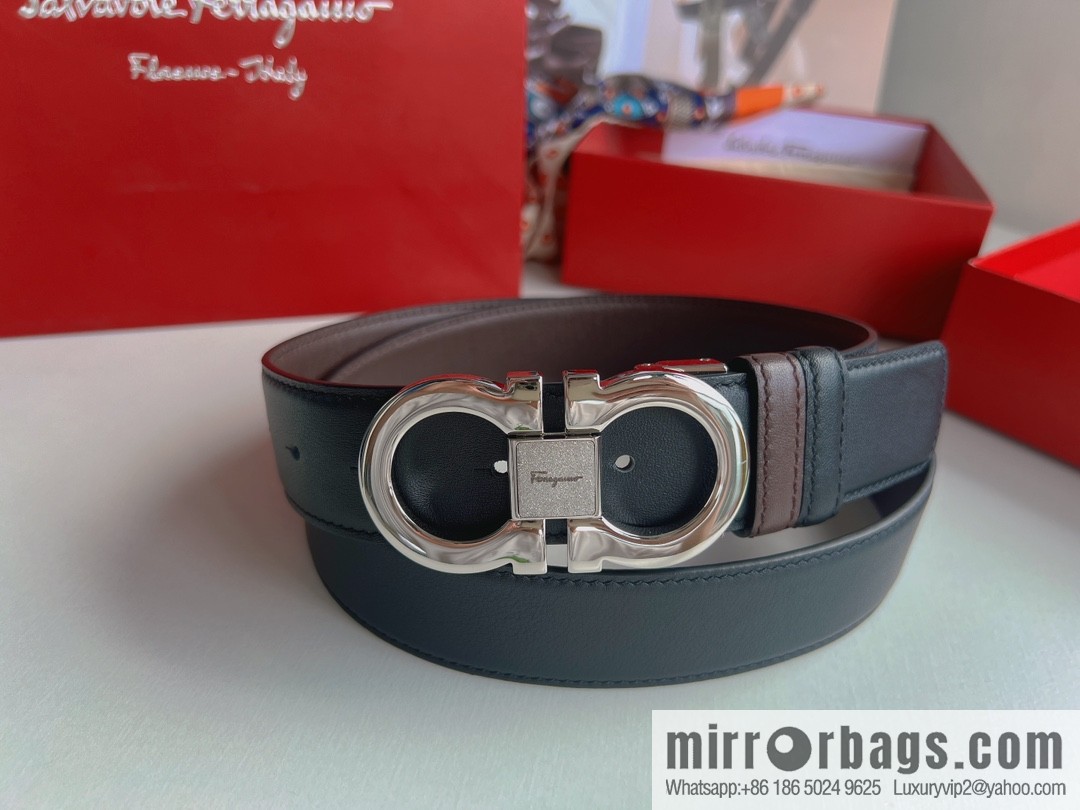 Ferragamo Ferragamo, boutique 8-character counter version metal buckle men's 3.5cm belt