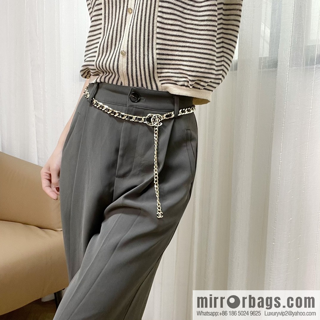 New ☑️ Chanel Double C Black Leather Rope Belt Waist Chain