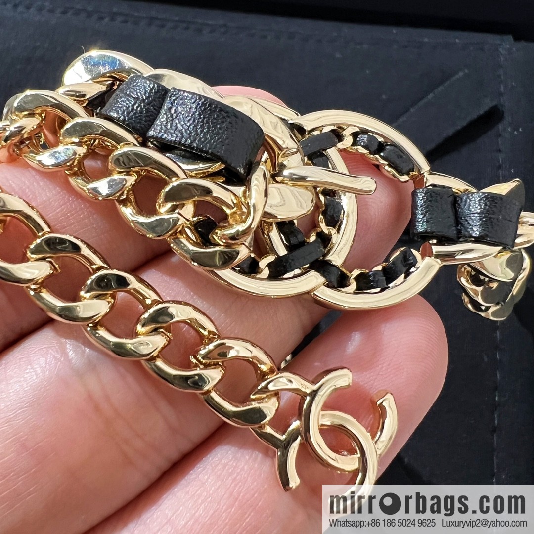 New ☑️ Chanel Double C Black Leather Rope Belt Waist Chain