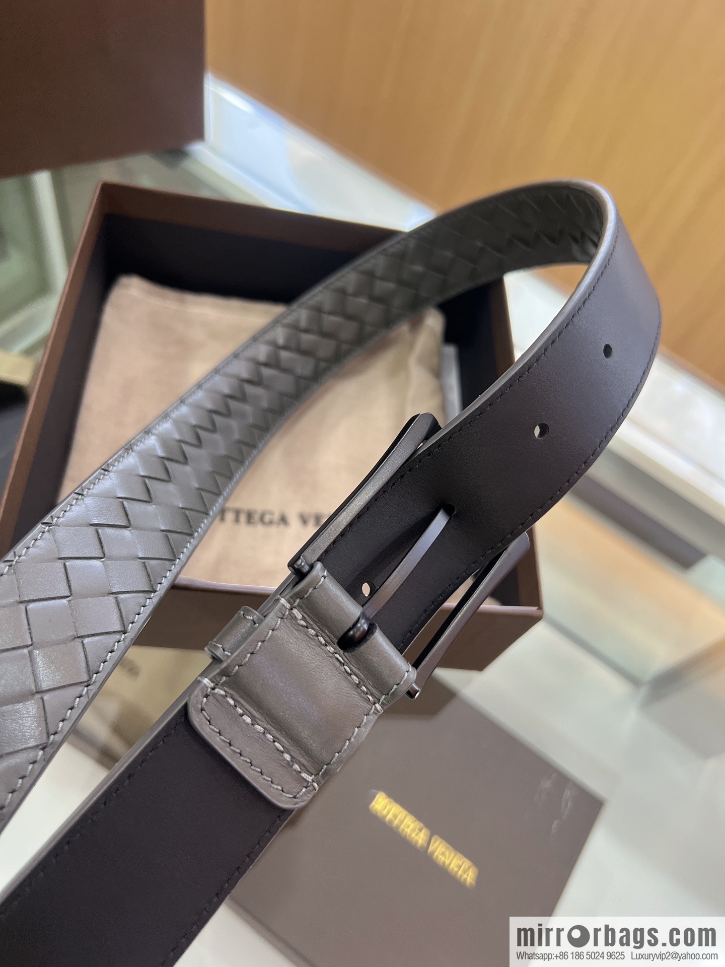 BV Baodiejia, hand-woven craft Seiko metal buckle men's 3.5cm belt