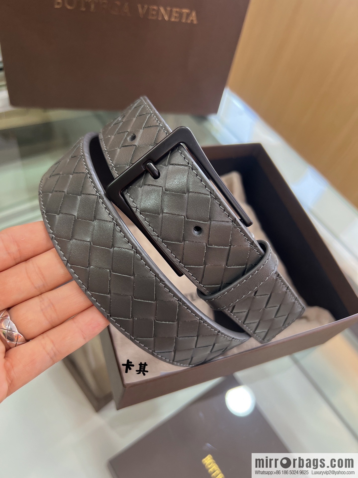 BV Baodiejia, hand-woven craft Seiko metal buckle men's 3.5cm belt