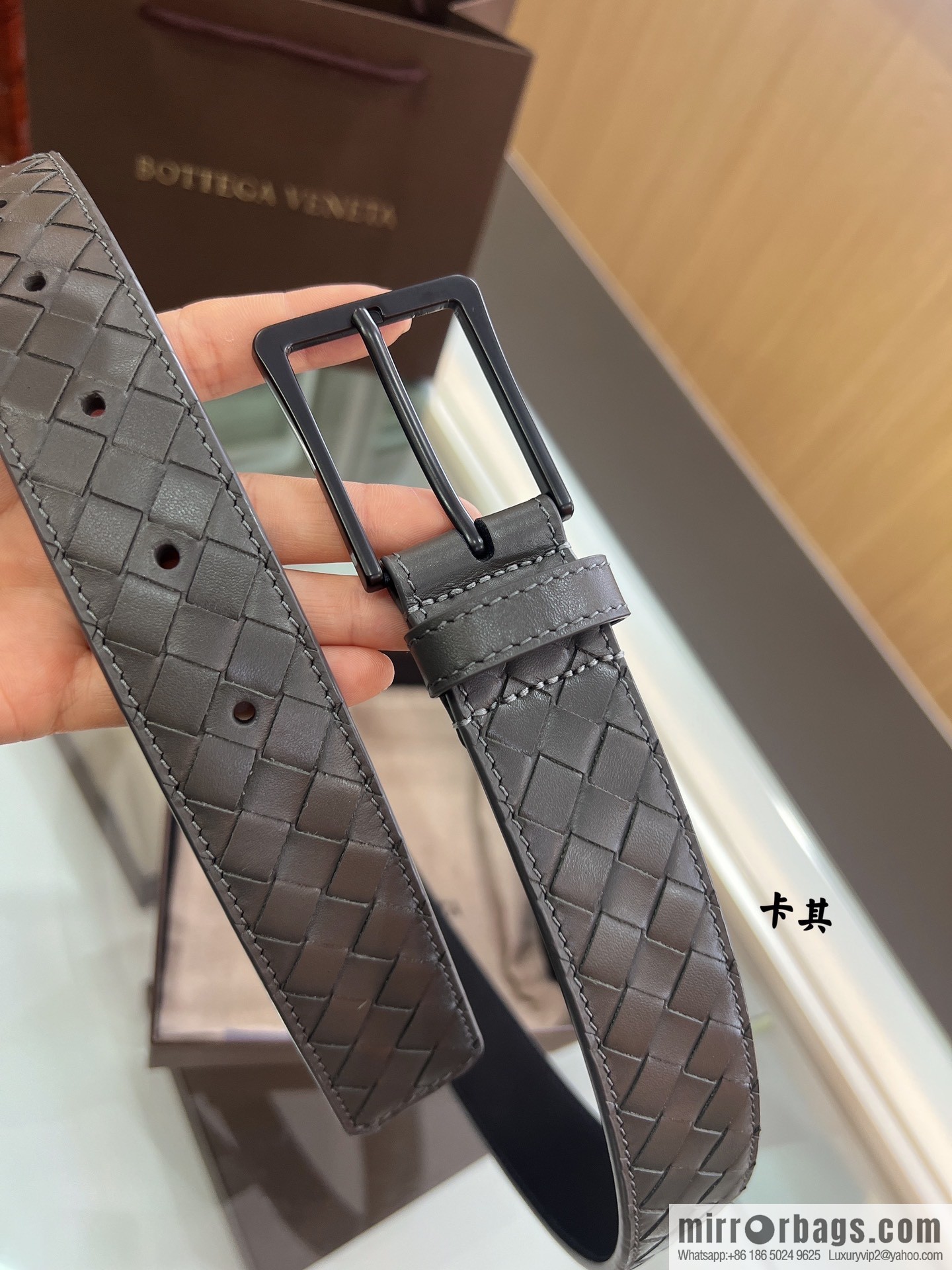 BV Baodiejia, hand-woven craft Seiko metal buckle men's 3.5cm belt