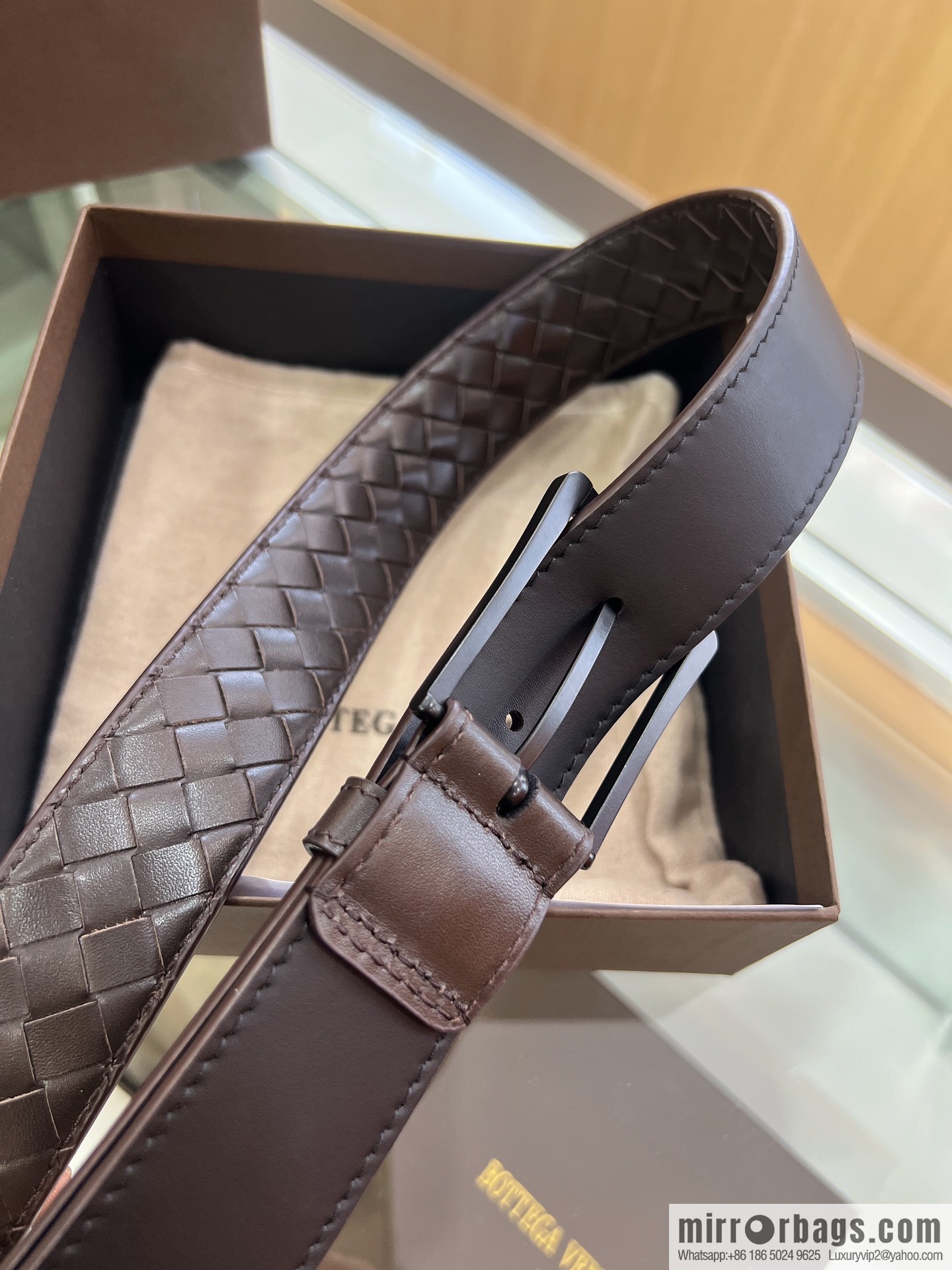 BV Baodiejia, hand-woven craft Seiko metal buckle men's 3.5cm belt