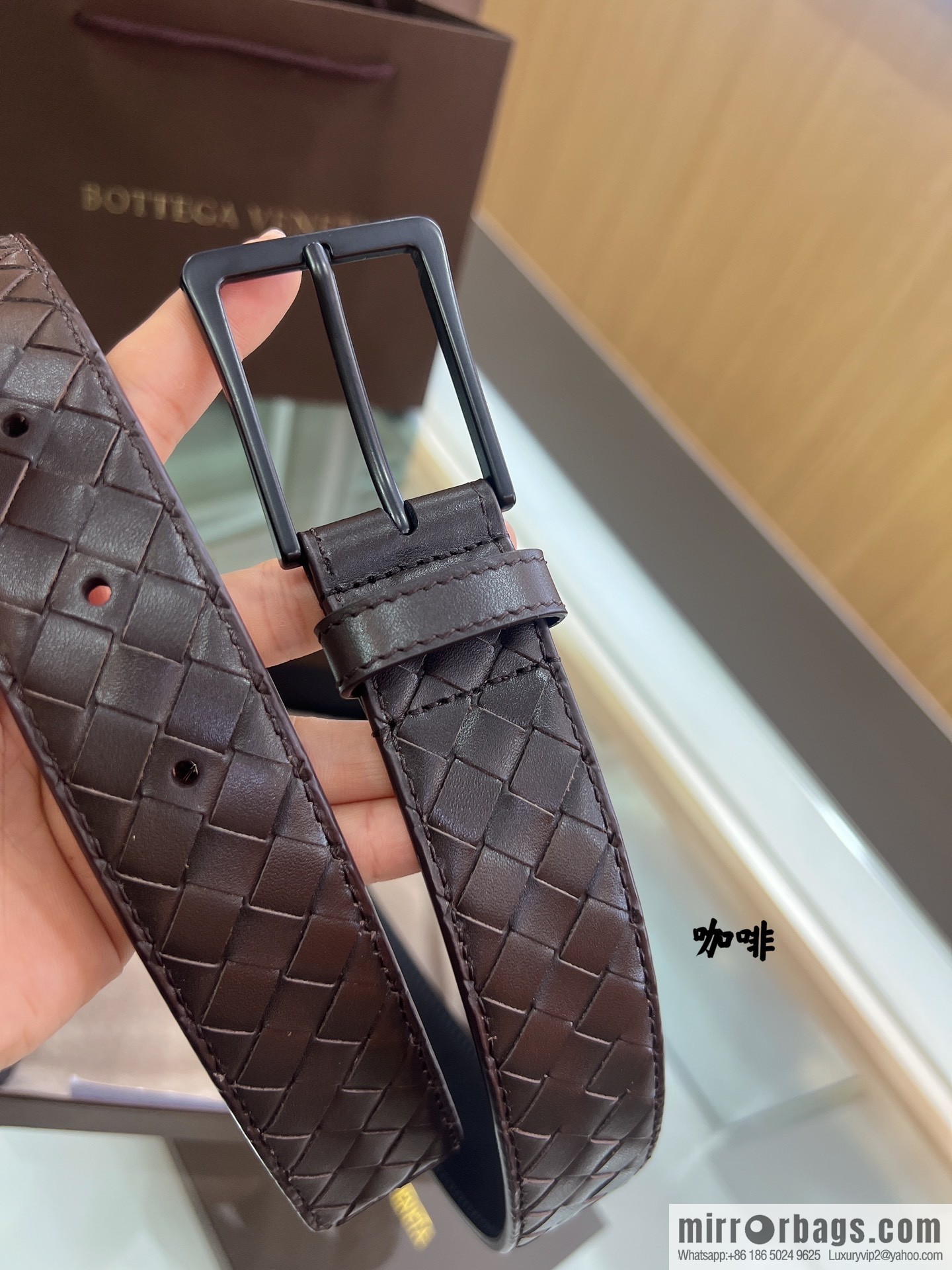 BV Baodiejia, hand-woven craft Seiko metal buckle men's 3.5cm belt