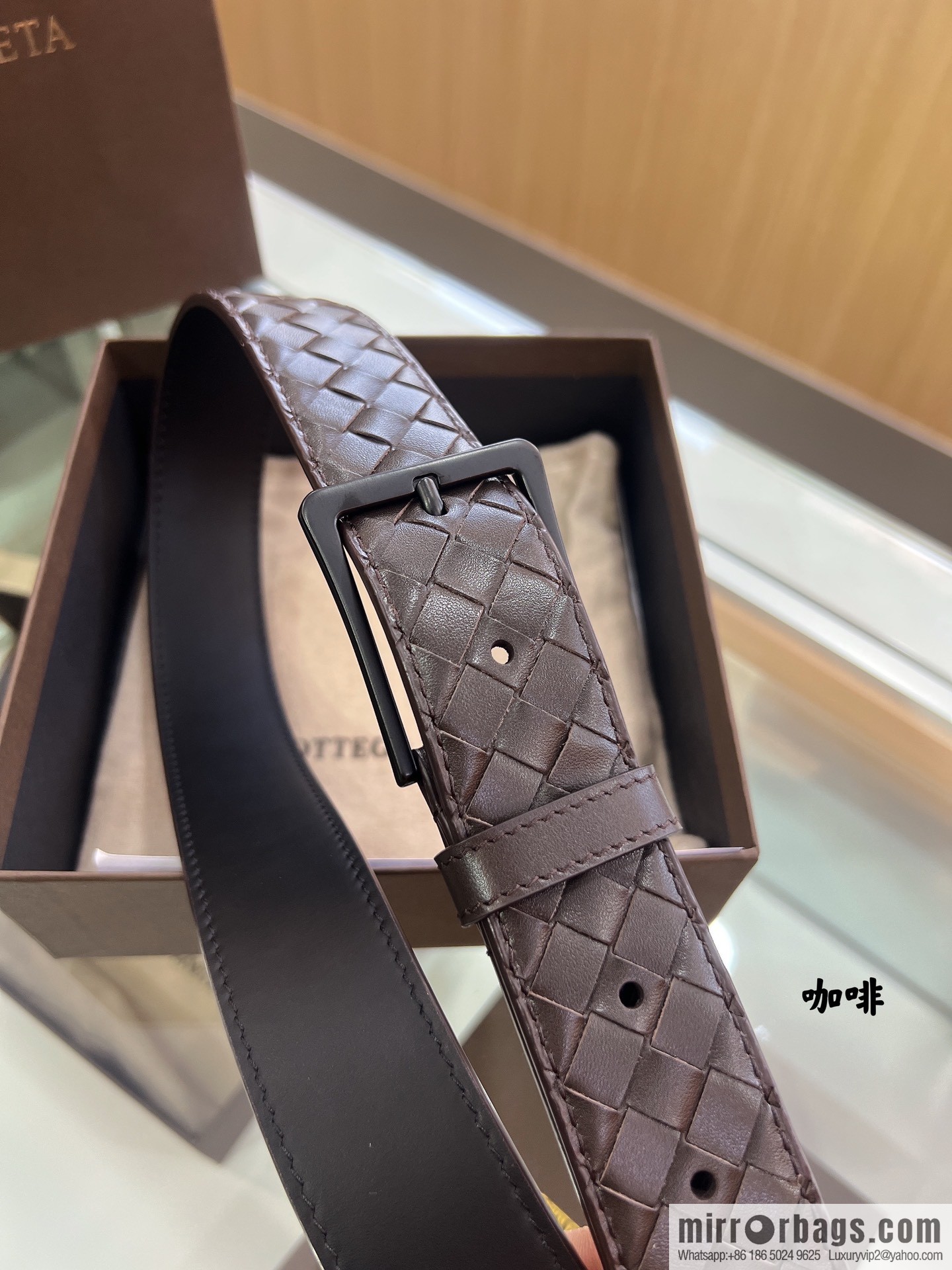 BV Baodiejia, hand-woven craft Seiko metal buckle men's 3.5cm belt