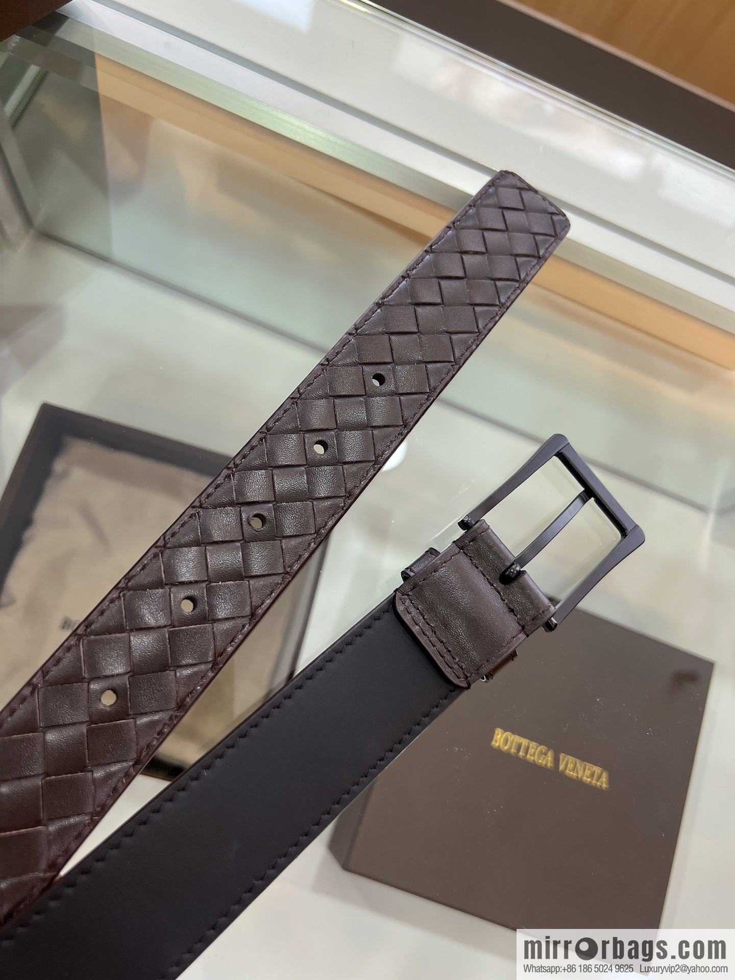 BV Baodiejia, hand-woven craft Seiko metal buckle men's 3.5cm belt