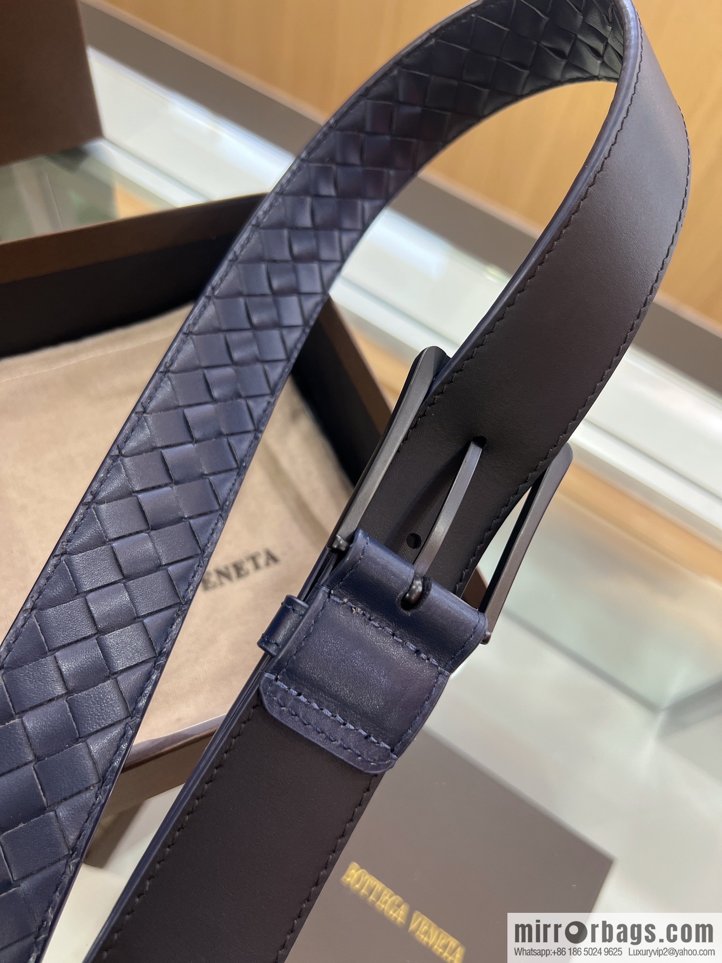 BV Baodiejia, hand-woven craft Seiko metal buckle men's 3.5cm belt