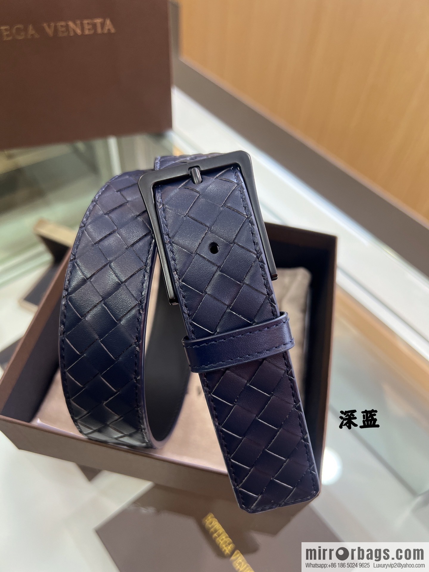 BV Baodiejia, hand-woven craft Seiko metal buckle men's 3.5cm belt