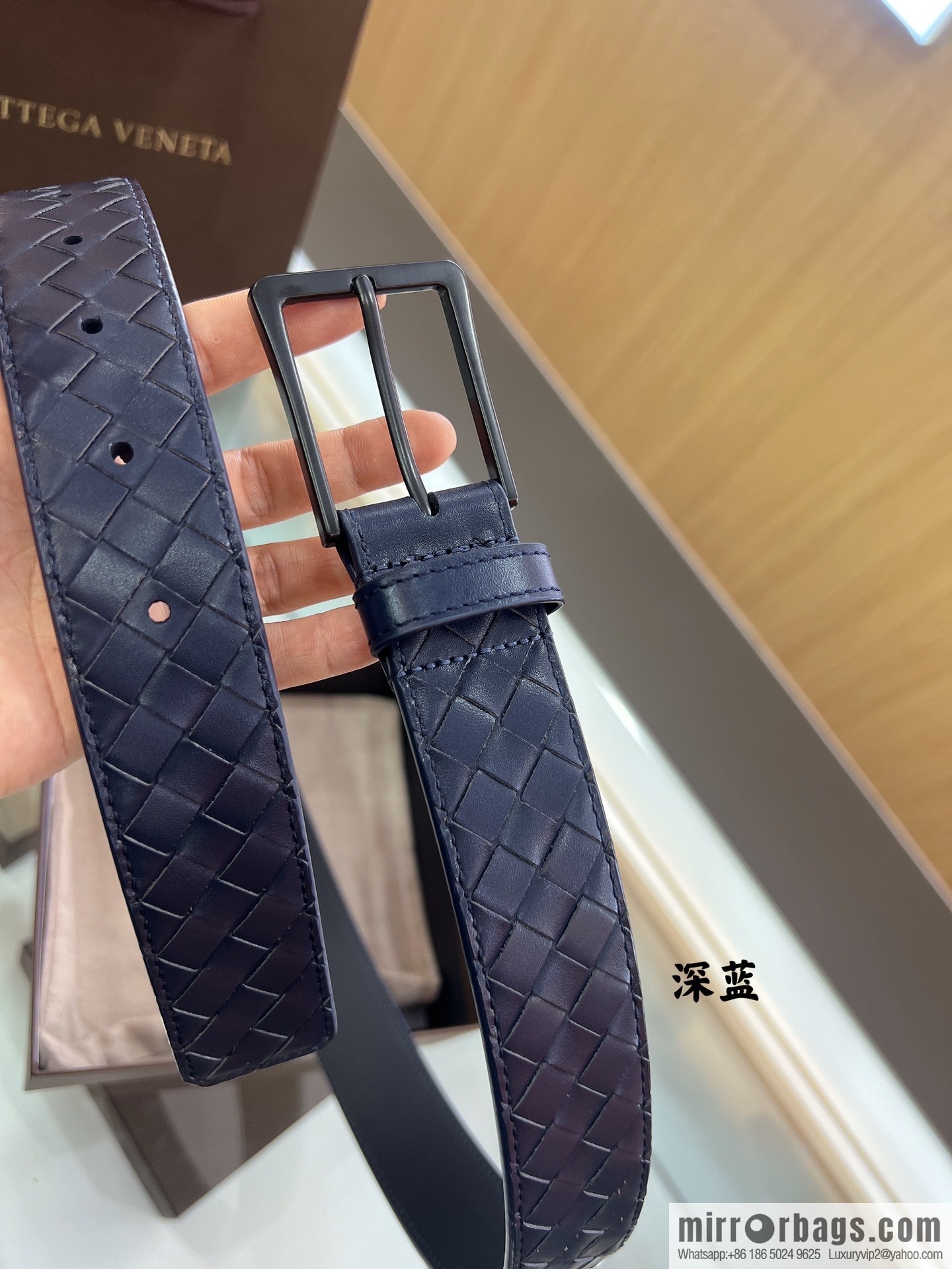 BV Baodiejia, hand-woven craft Seiko metal buckle men's 3.5cm belt