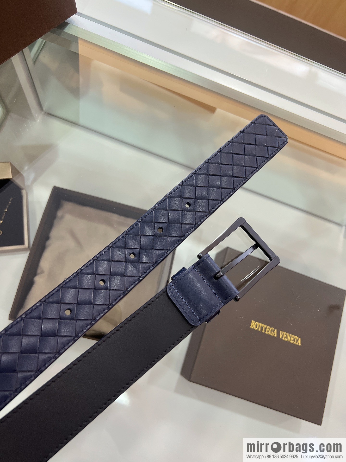 BV Baodiejia, hand-woven craft Seiko metal buckle men's 3.5cm belt