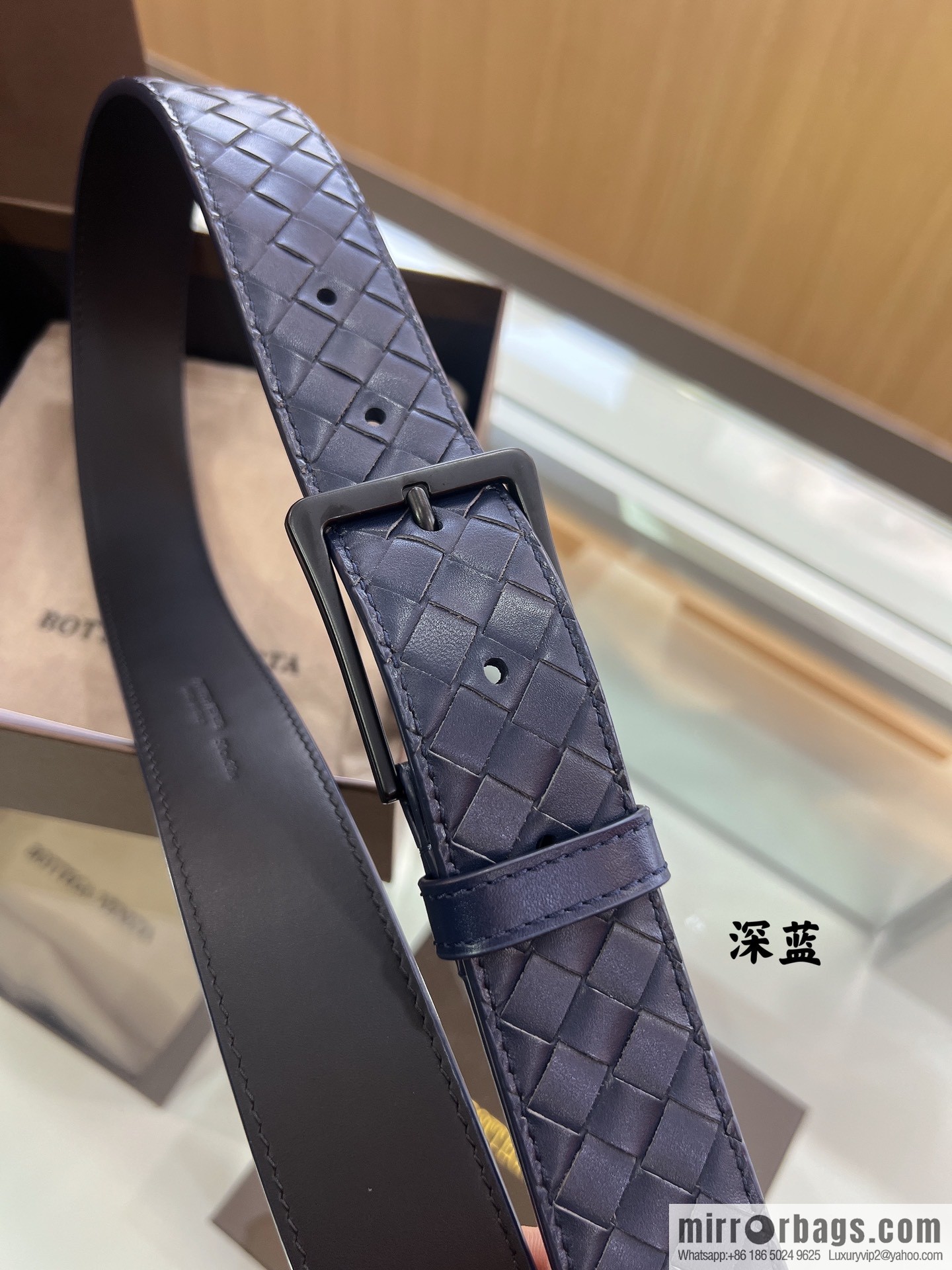 BV Baodiejia, hand-woven craft Seiko metal buckle men's 3.5cm belt