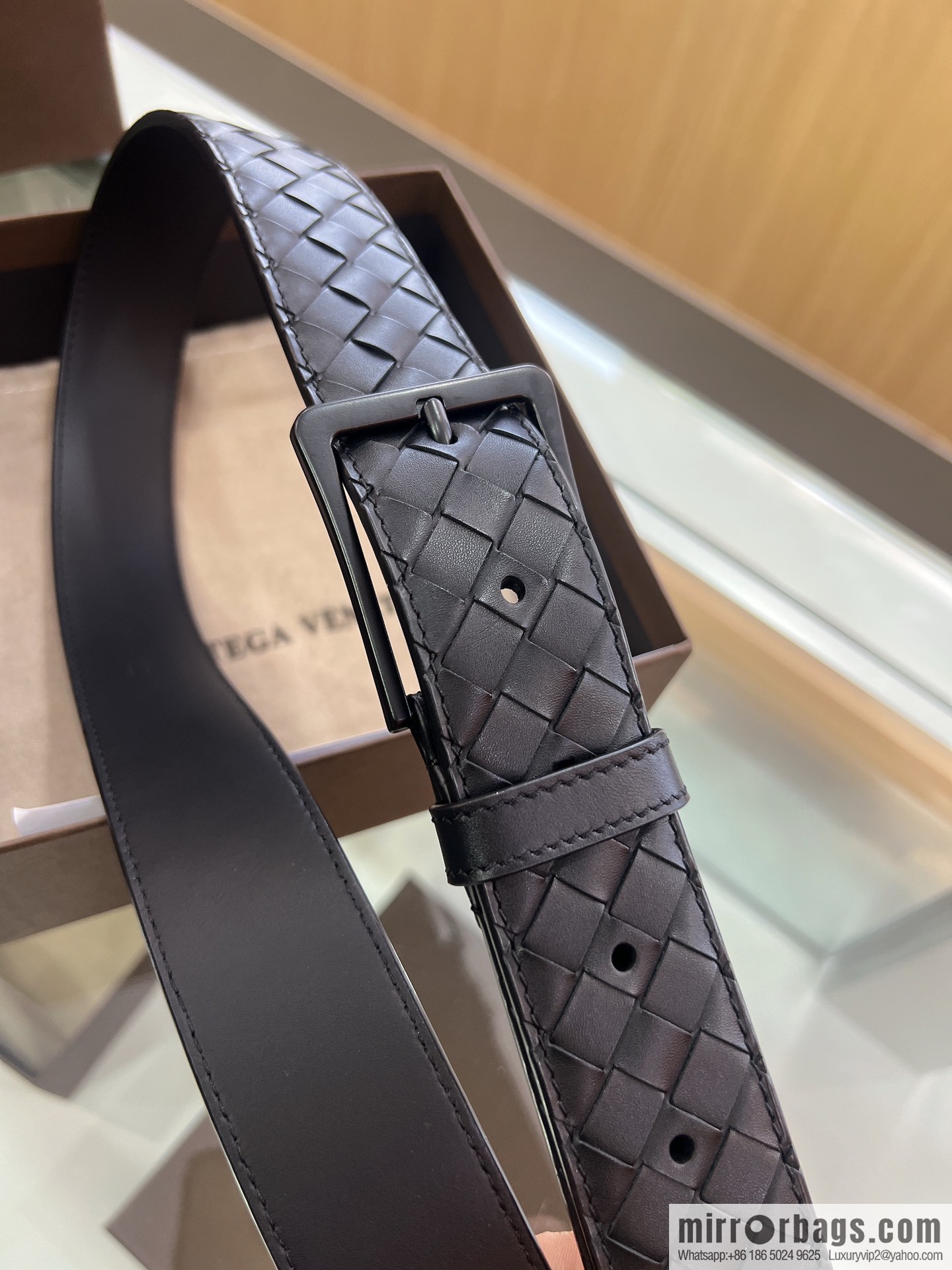 BV Baodiejia, hand-woven craft Seiko metal buckle men's 3.5cm belt