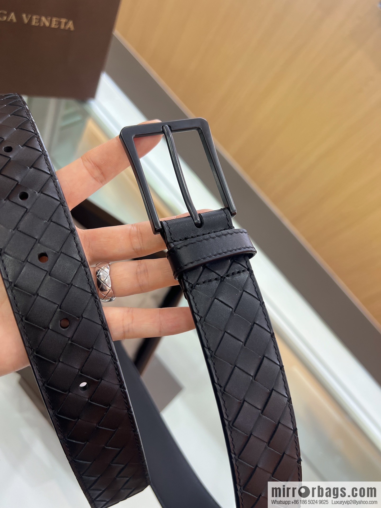 BV Baodiejia, hand-woven craft Seiko metal buckle men's 3.5cm belt