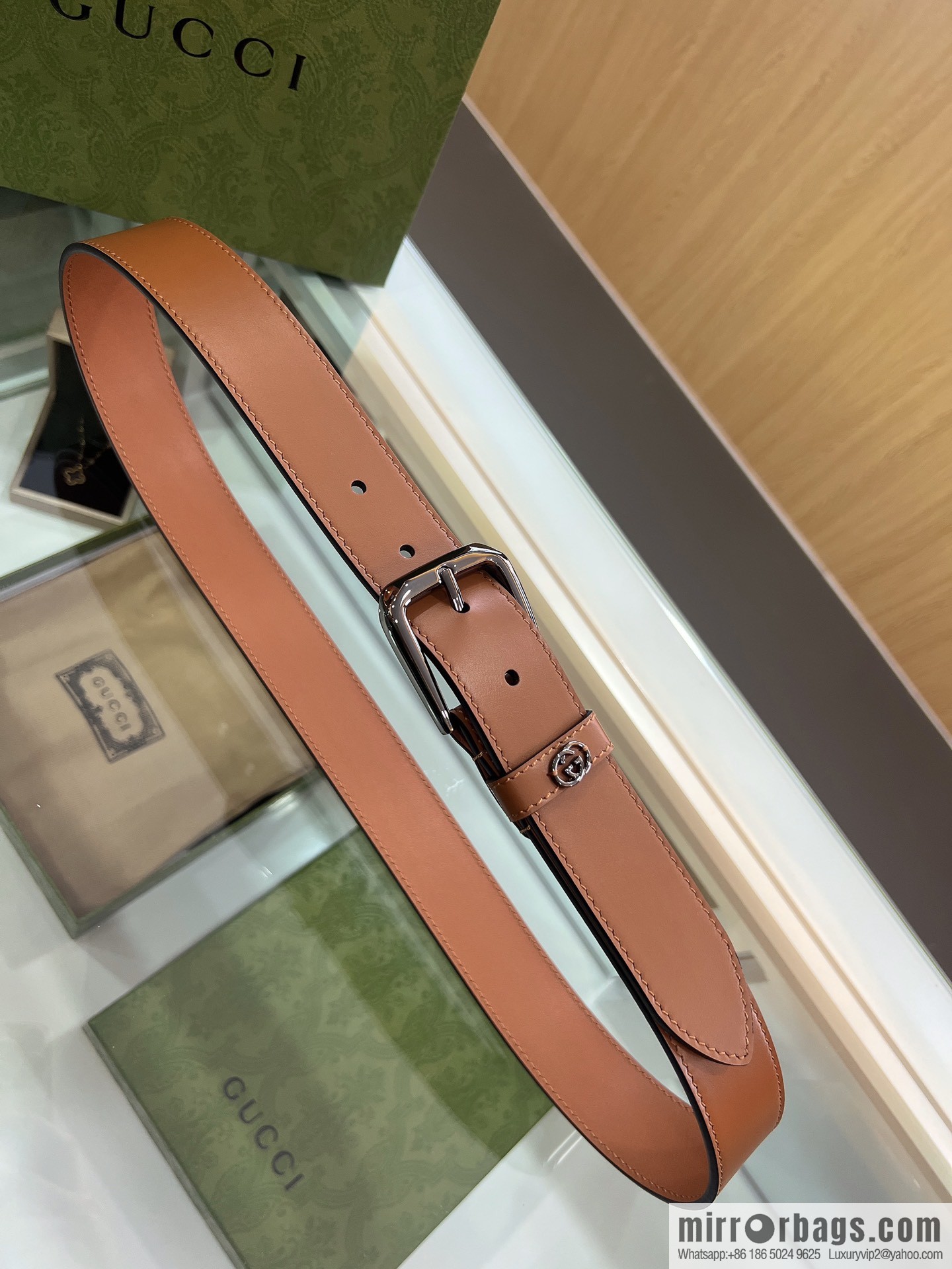 Gucci Gucci, double G counter new double-sided first-layer cowhide pure copper hardware electroplated 3.5cm belt