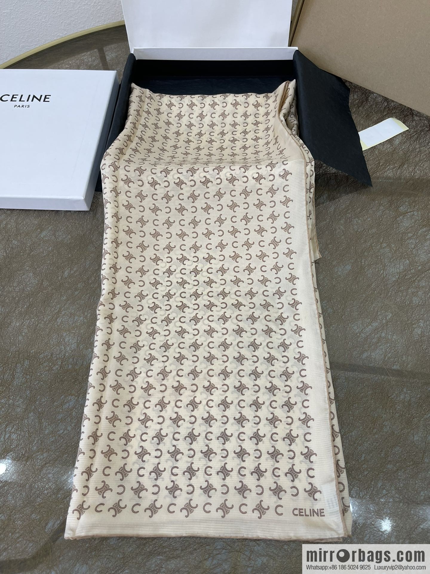 CELINE 100% silk 2022 new Arc de Triomphe long towel