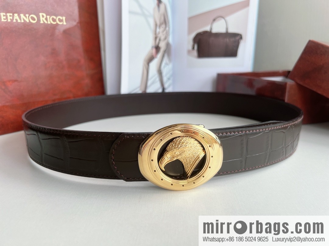 Stefano. Ricci Stephen, Stainless Steel Hand Engraved Craft Eagle Head Men's 3.8cm Belt