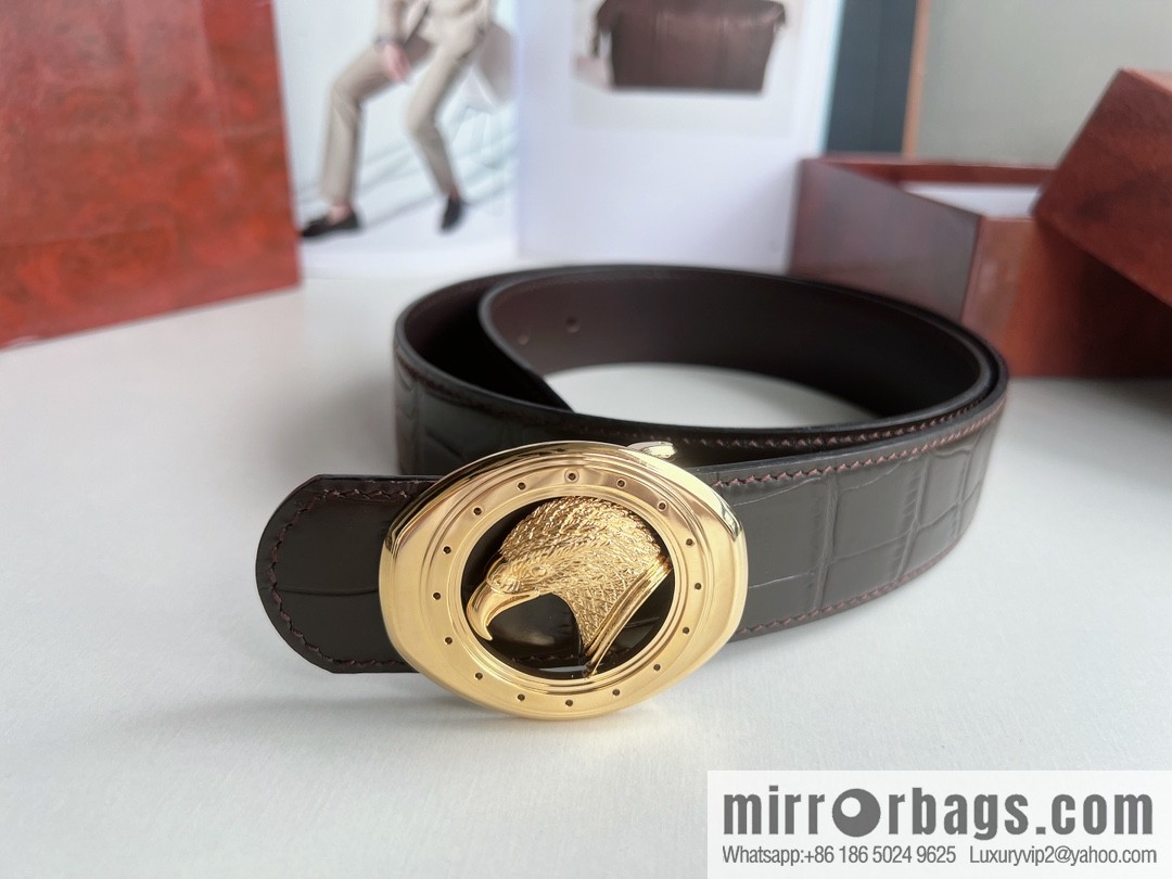 Stefano. Ricci Stephen, Stainless Steel Hand Engraved Craft Eagle Head Men's 3.8cm Belt