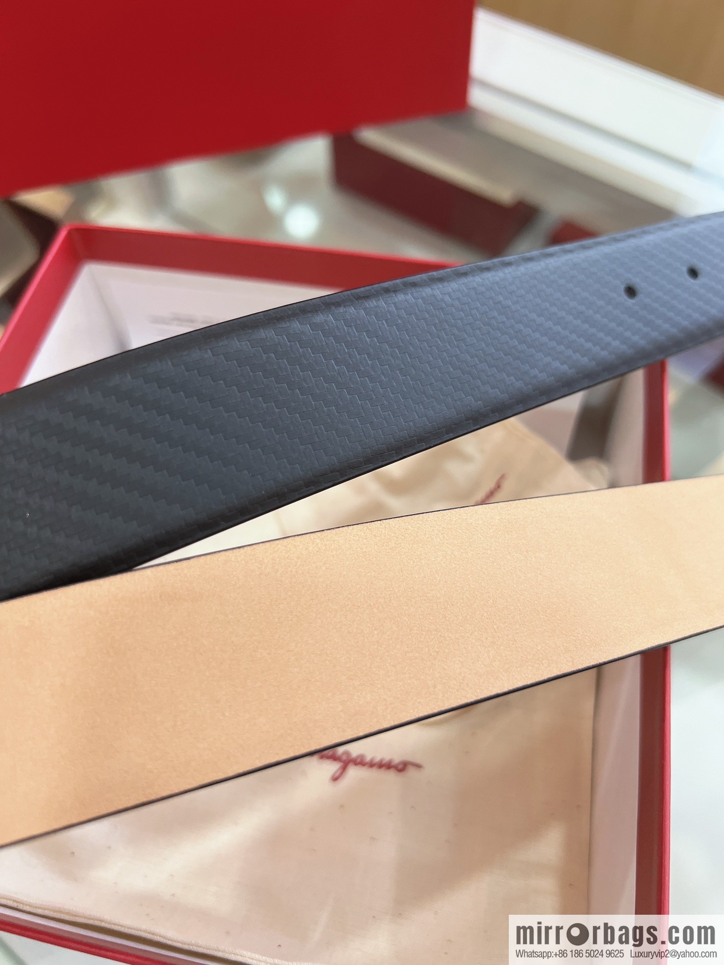 Salvatore Ferragamo Exquisite Counter Version Double Circle Horseshoe Metal Buckle Men's 3.5cm Belt