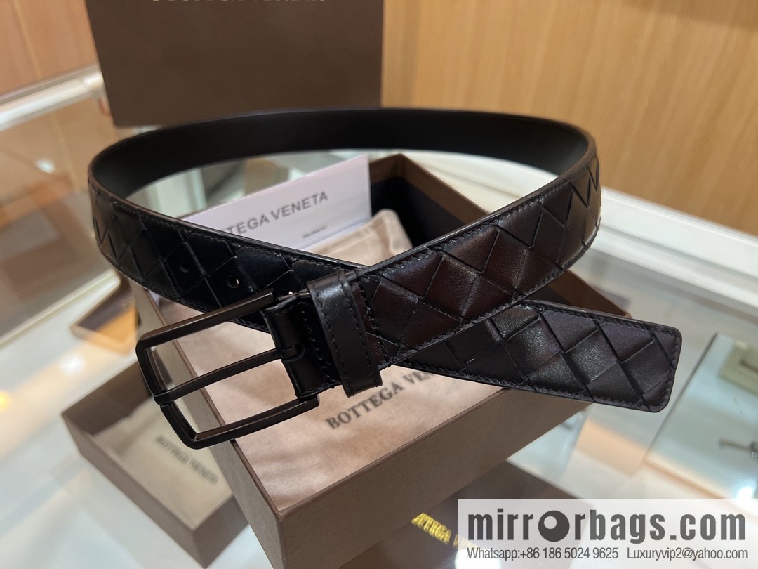 BV Baodian Home, imported cowhide with hand-woven sand needle buckle men's 3.5cm belt