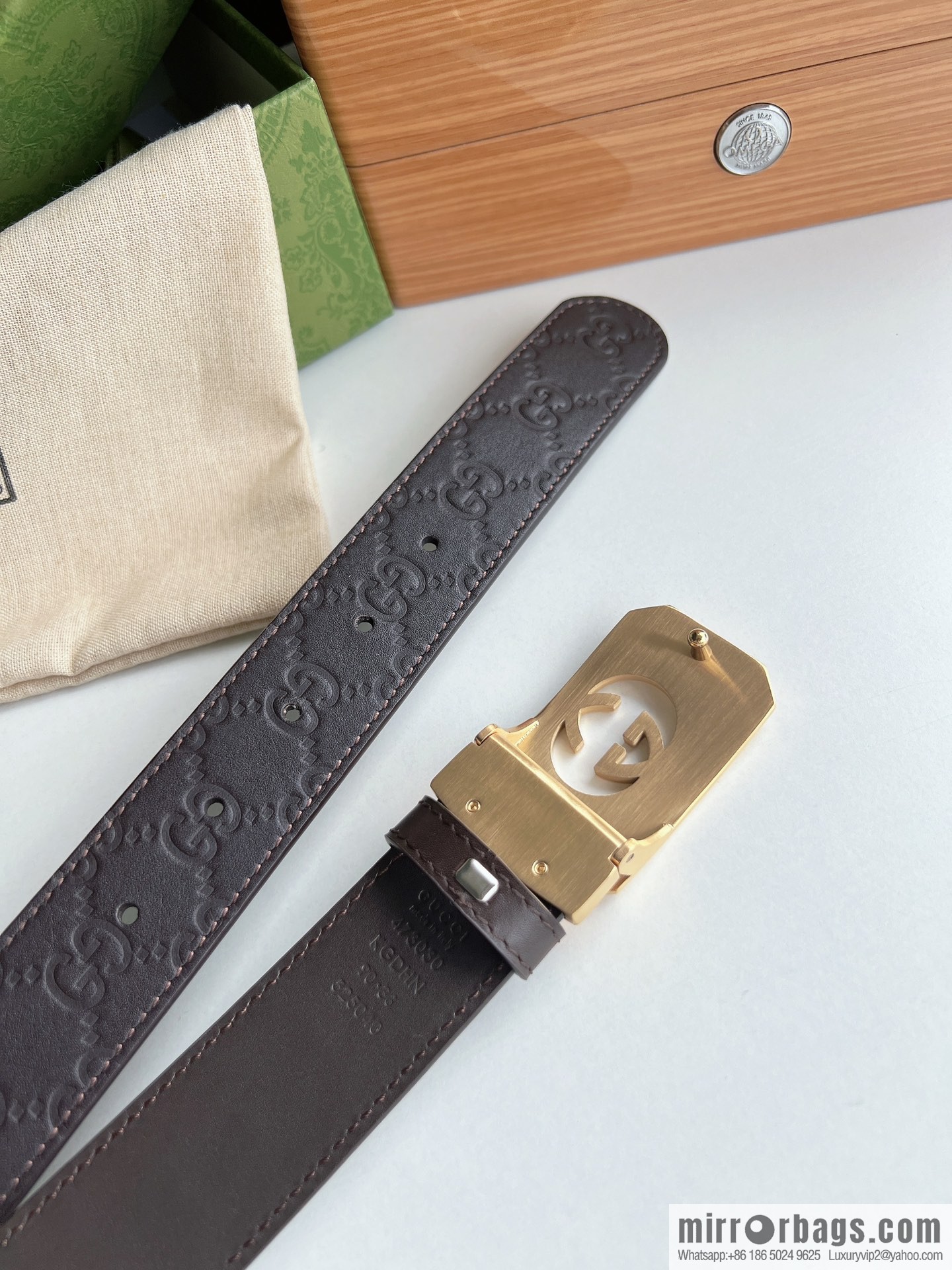 Gucci Gucci Sin Love Burning Love Perfume Inspiration Metal Buckle Belt First Layer Cowhide Embossed 35MM Belt