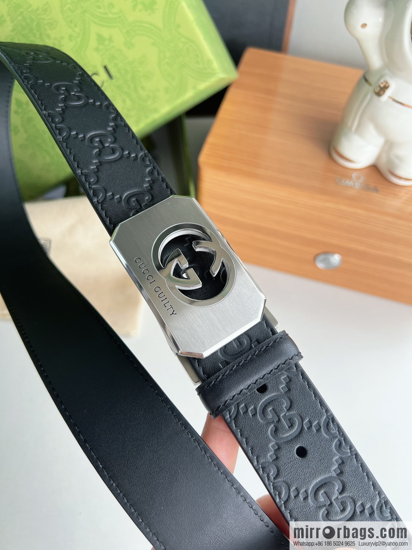 Gucci Gucci Sin Love Burning Love Perfume Inspiration Metal Buckle Belt First Layer Cowhide Embossed 35MM Belt