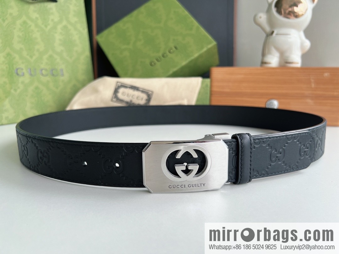 Gucci Gucci Sin Love Burning Love Perfume Inspiration Metal Buckle Belt First Layer Cowhide Embossed 35MM Belt