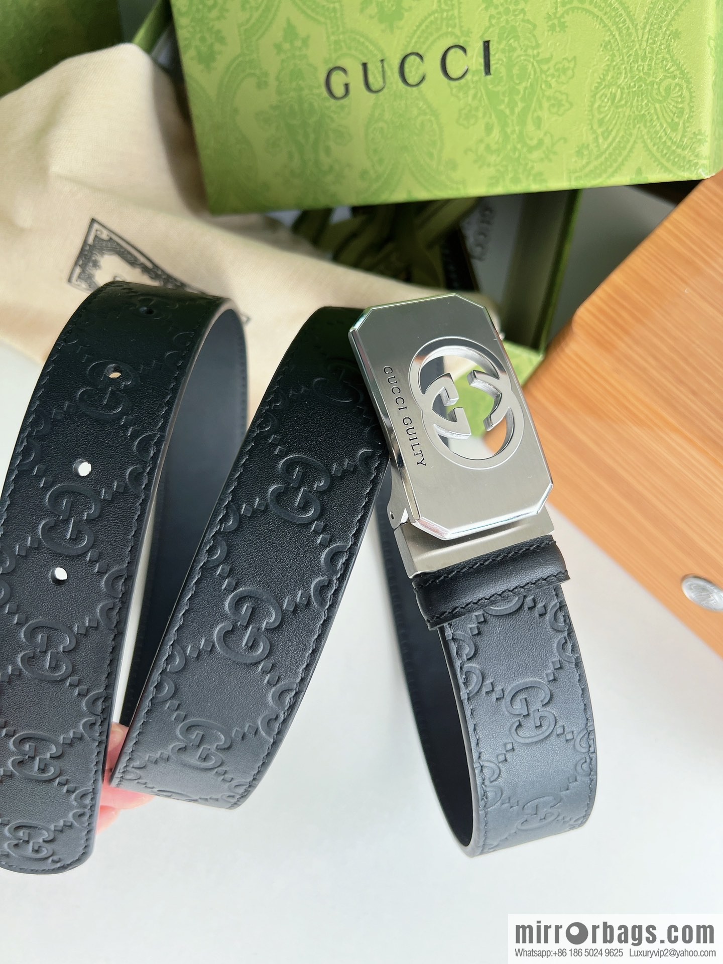 Gucci Gucci Sin Love Burning Love Perfume Inspiration Metal Buckle Belt First Layer Cowhide Embossed 35MM Belt