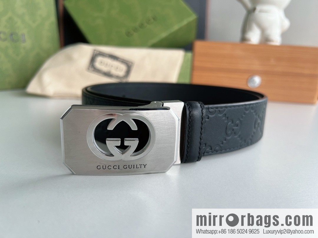 Gucci Gucci Sin Love Burning Love Perfume Inspiration Metal Buckle Belt First Layer Cowhide Embossed 35MM Belt