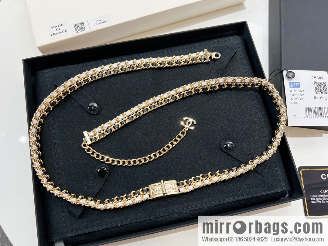 New ☑️ Chanel double c black leather rope lock belt belt chain