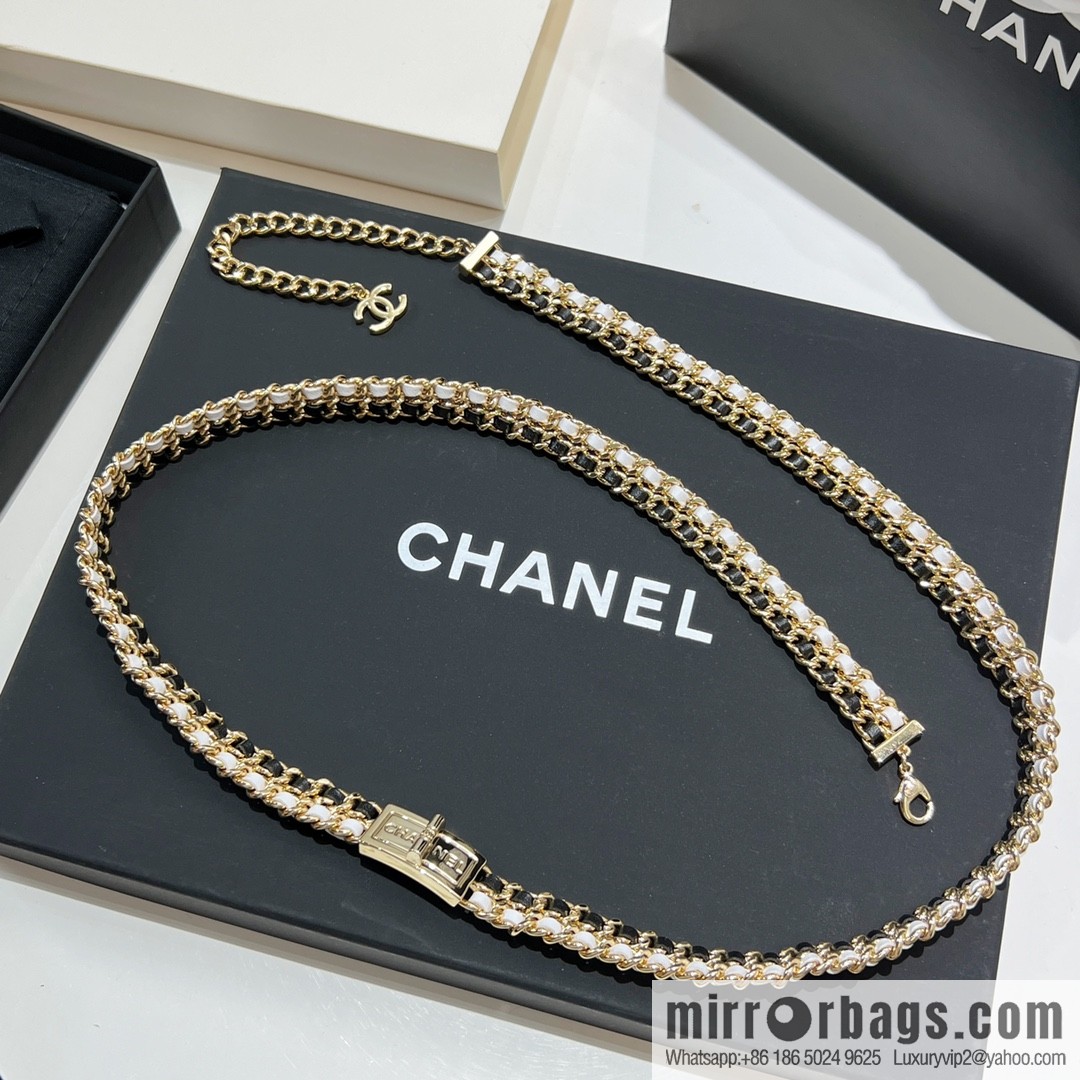 New ☑️ Chanel double c black leather rope lock belt belt chain