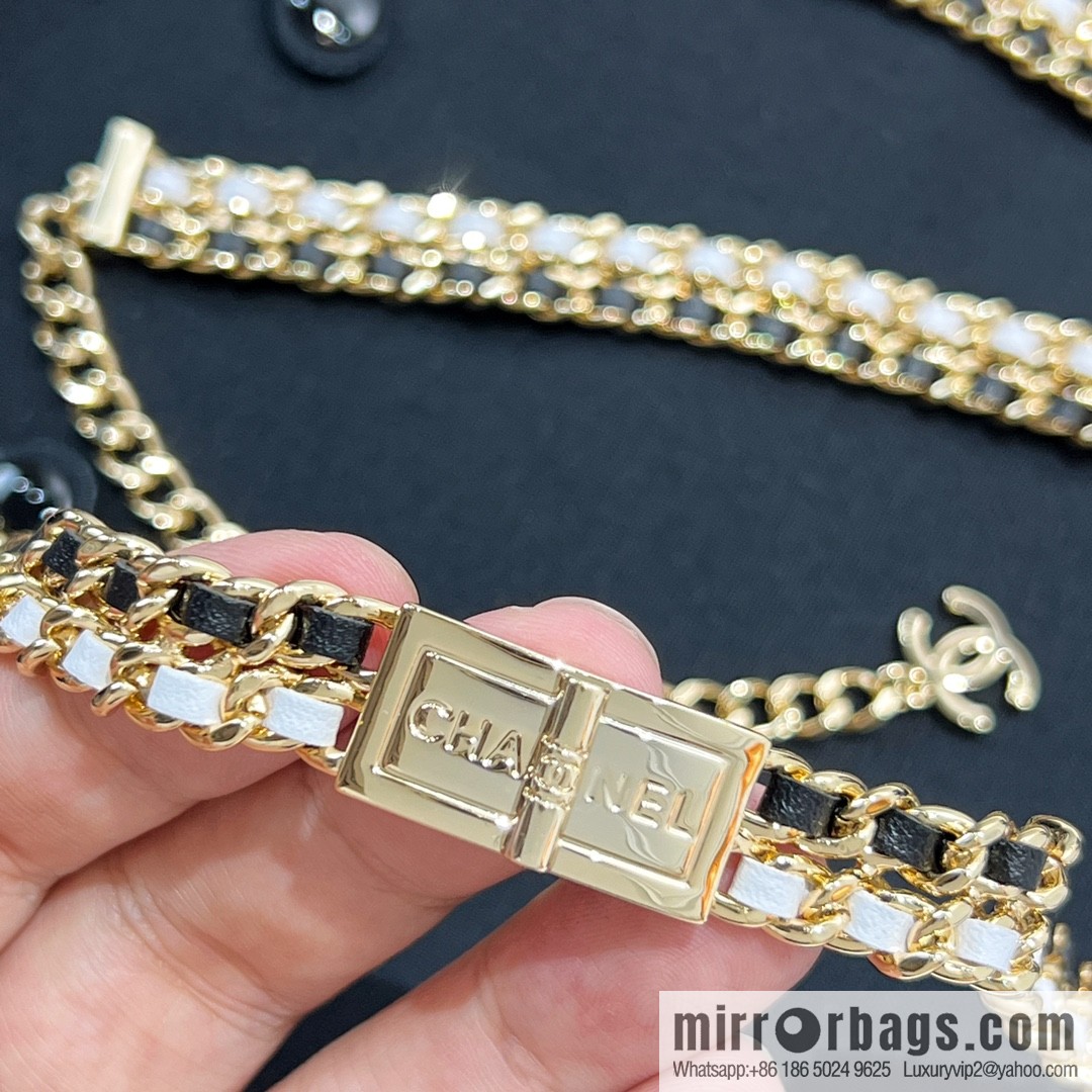 New ☑️ Chanel double c black leather rope lock belt belt chain