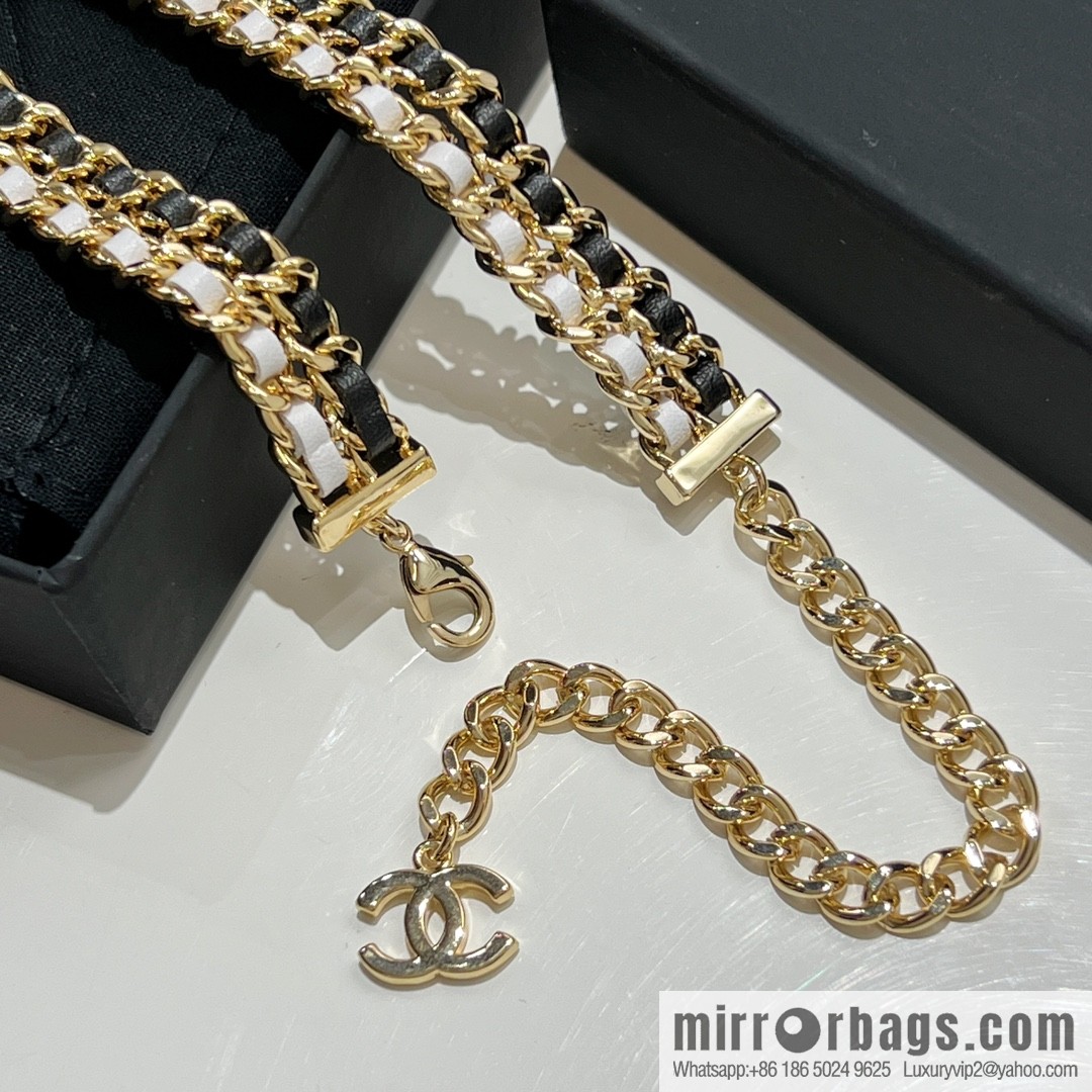 New ☑️ Chanel double c black leather rope lock belt belt chain