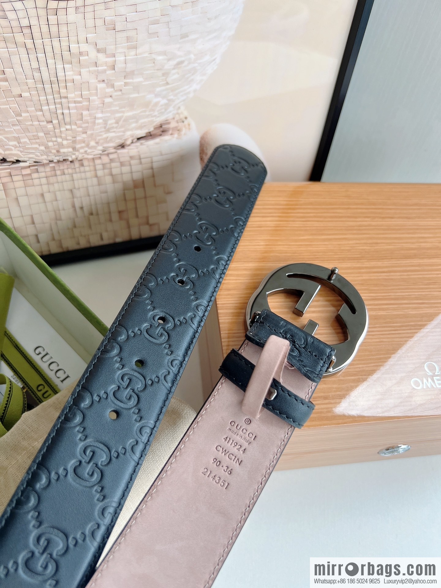 Gucci Gucci, Double G Buckle Thickness Pair Mould Opening Men's Business Casual Belt