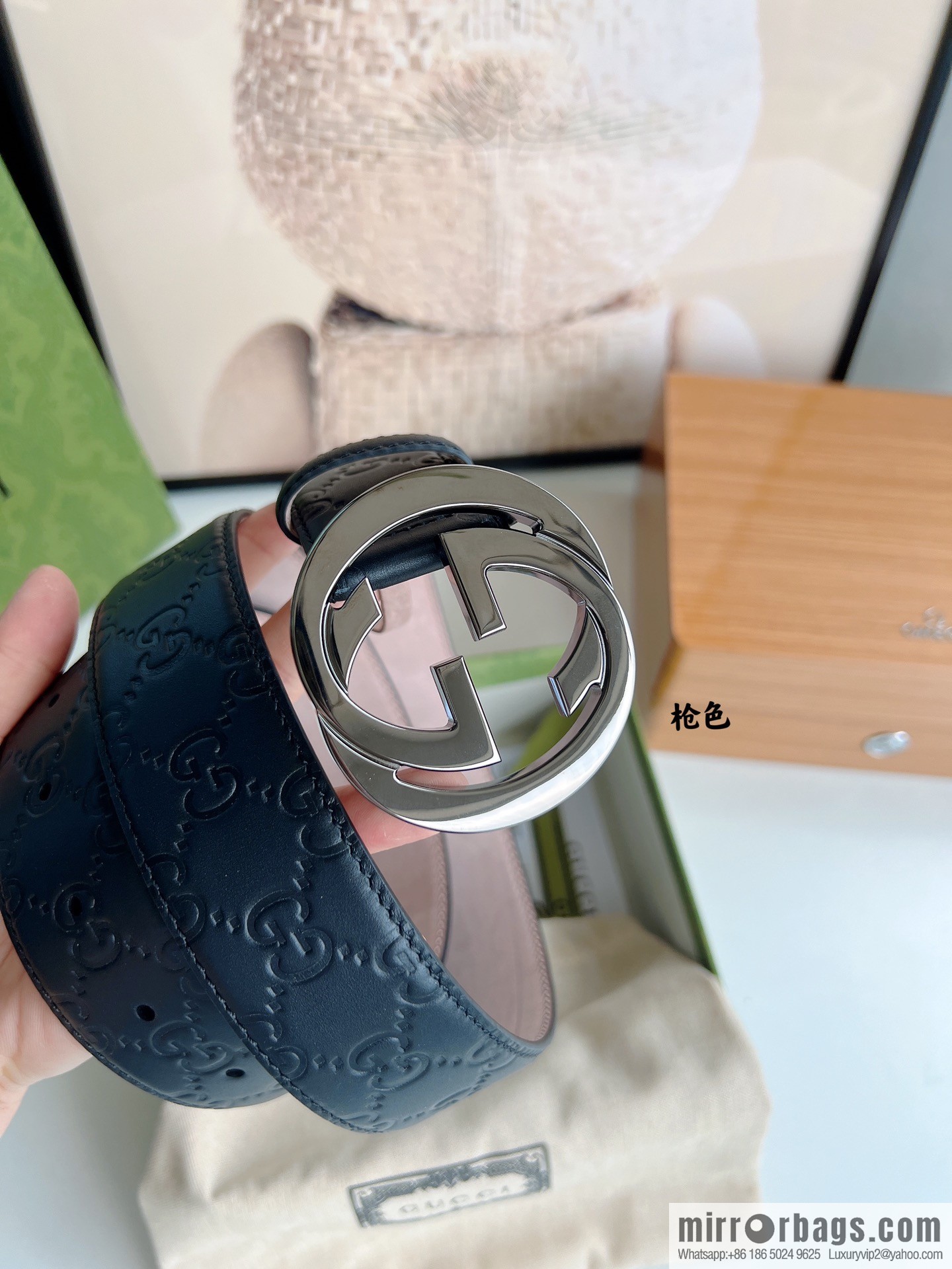 Gucci Gucci, Double G Buckle Thickness Pair Mould Opening Men's Business Casual Belt