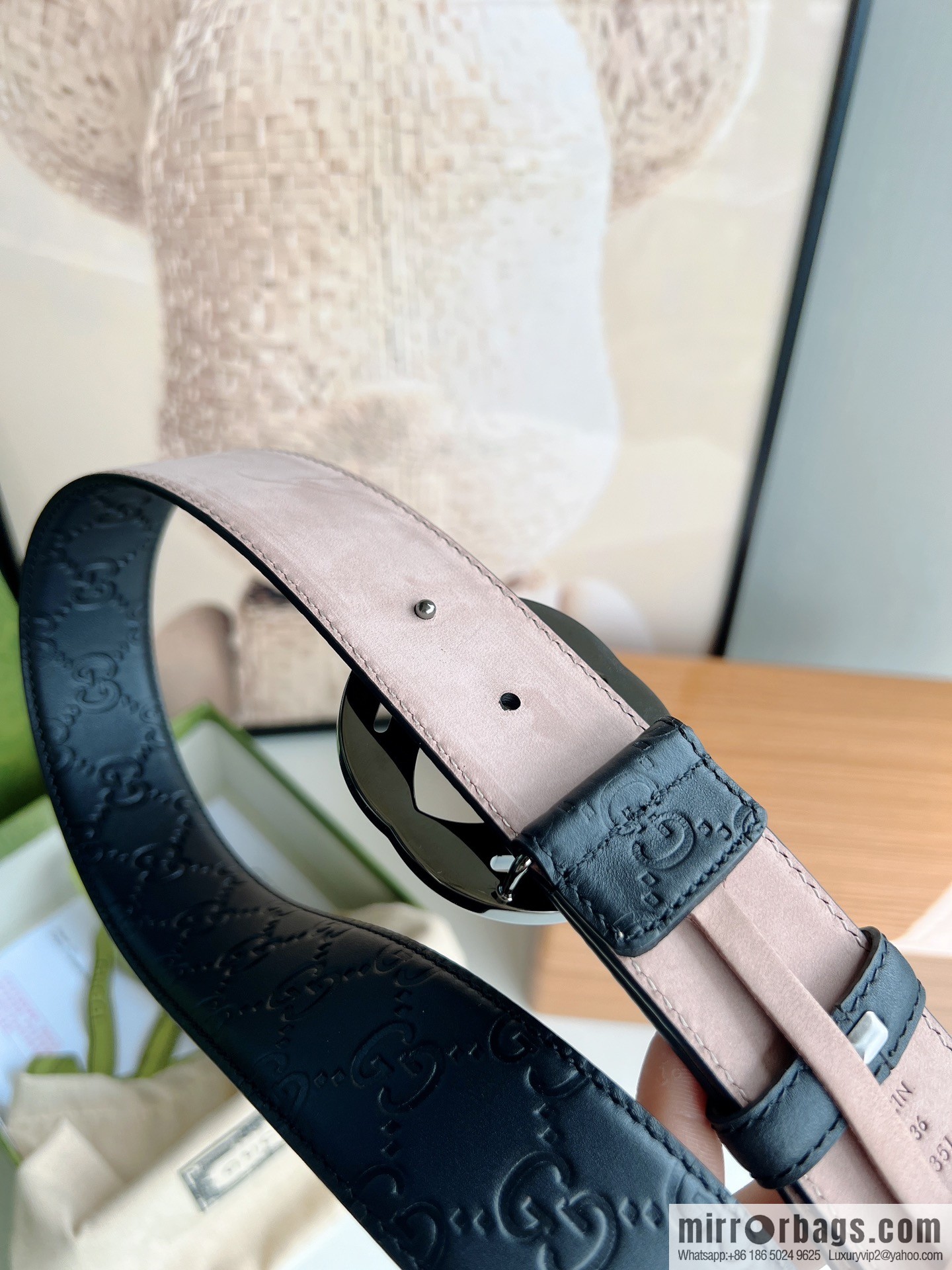 Gucci Gucci, Double G Buckle Thickness Pair Mould Opening Men's Business Casual Belt