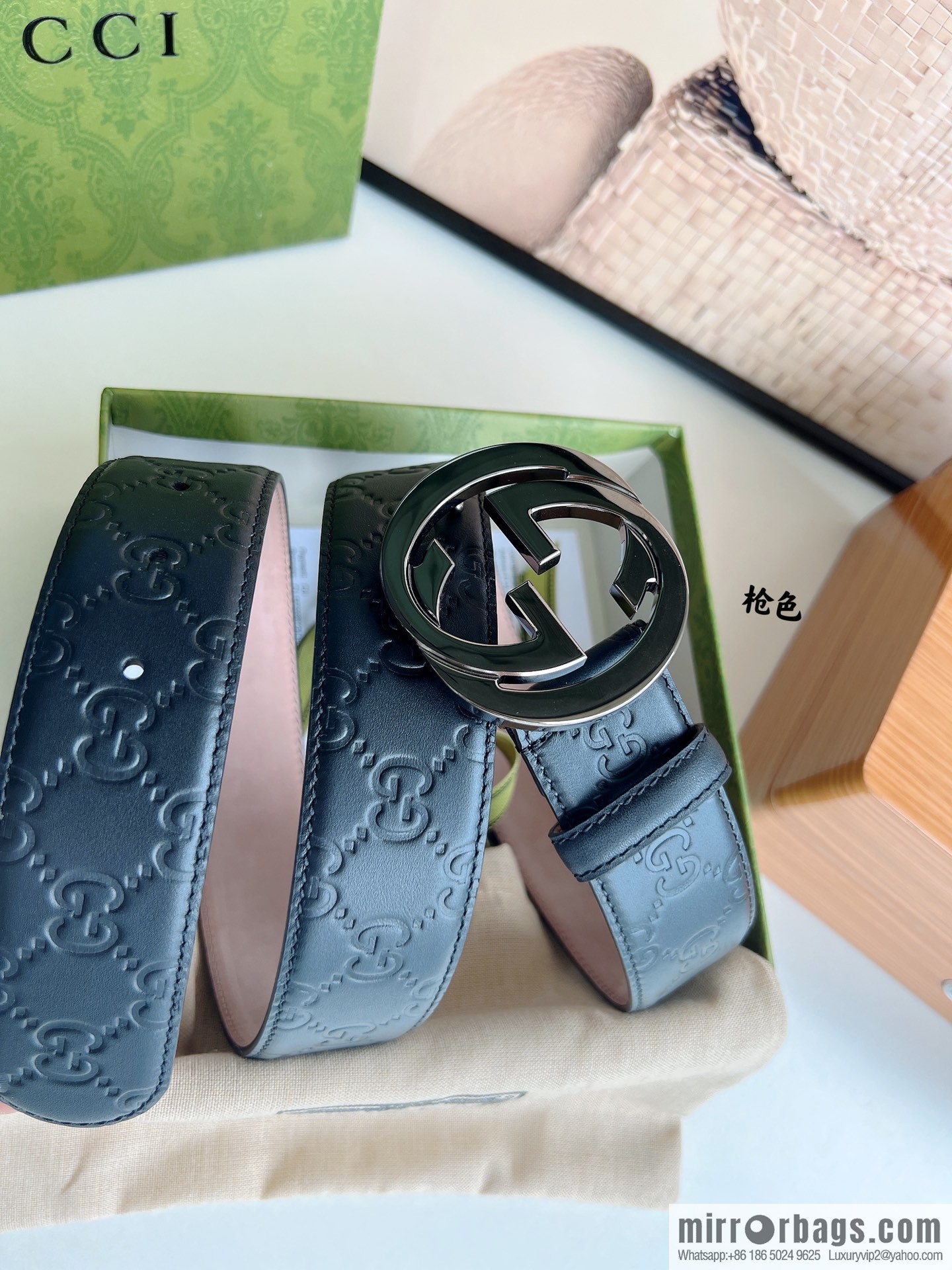 Gucci Gucci, Double G Buckle Thickness Pair Mould Opening Men's Business Casual Belt