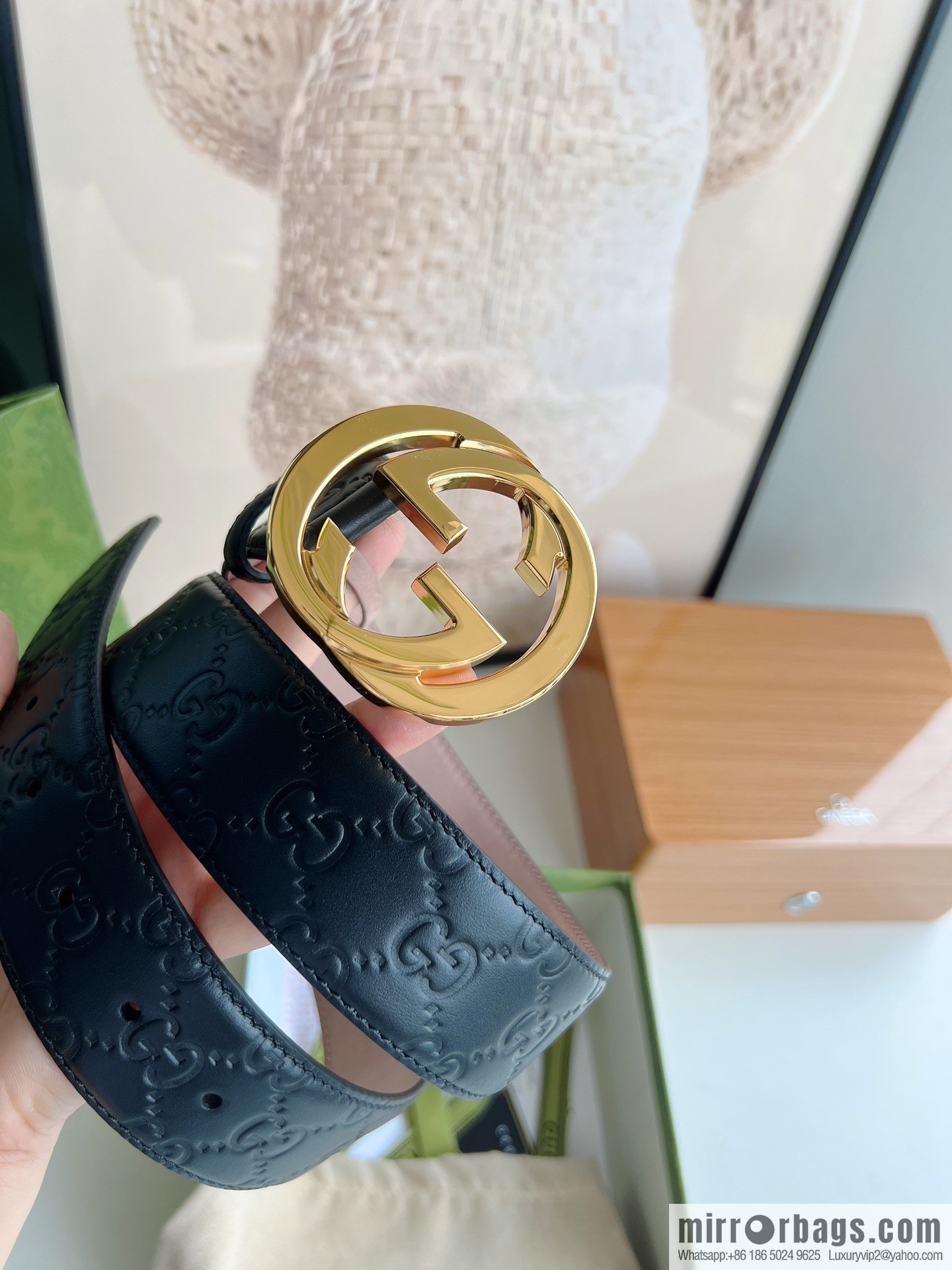 Gucci Gucci, Double G Buckle Thickness Pair Mould Opening Men's Business Casual Belt