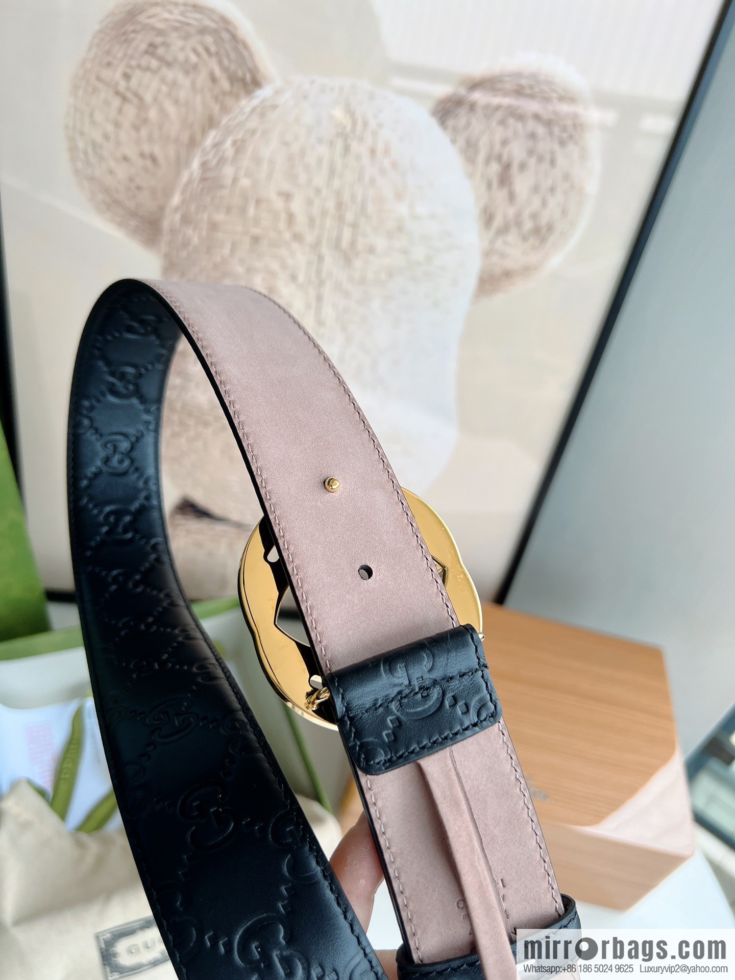 Gucci Gucci, Double G Buckle Thickness Pair Mould Opening Men's Business Casual Belt