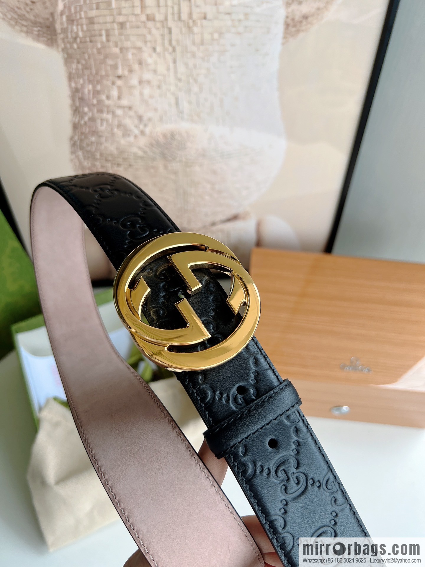 Gucci Gucci, Double G Buckle Thickness Pair Mould Opening Men's Business Casual Belt