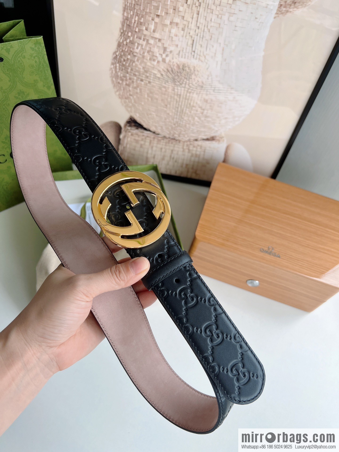 Gucci Gucci, Double G Buckle Thickness Pair Mould Opening Men's Business Casual Belt