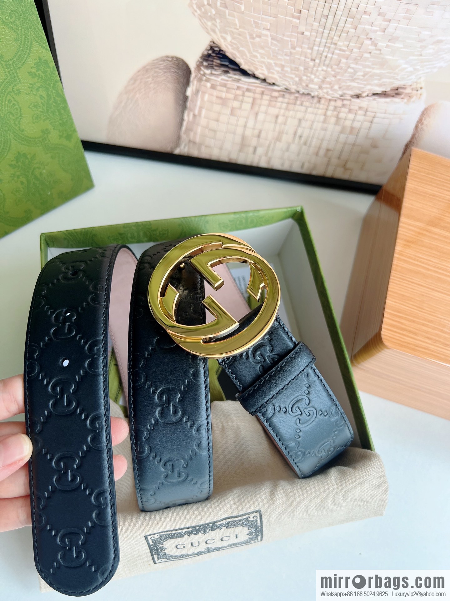 Gucci Gucci, Double G Buckle Thickness Pair Mould Opening Men's Business Casual Belt