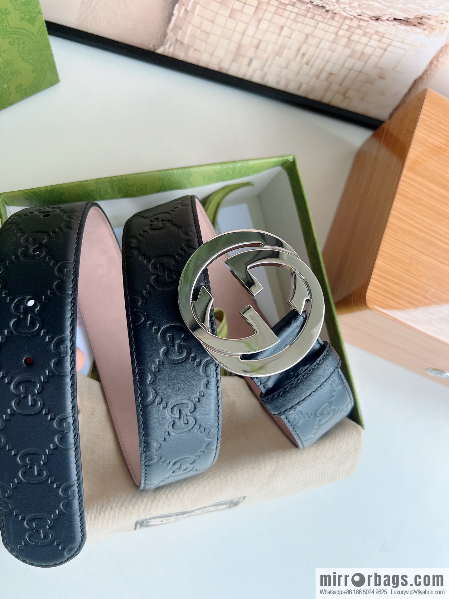 Gucci Gucci, Double G Buckle Thickness Pair Mould Opening Men's Business Casual Belt