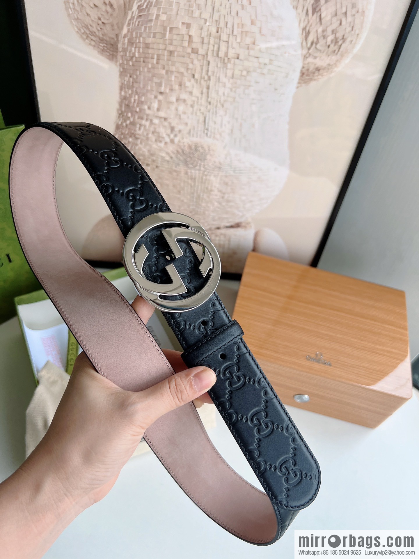 Gucci Gucci, Double G Buckle Thickness Pair Mould Opening Men's Business Casual Belt