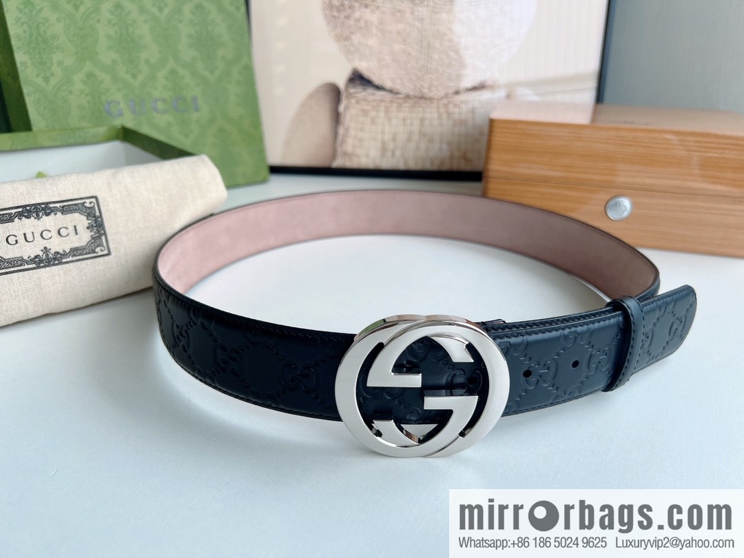 Gucci Gucci, Double G Buckle Thickness Pair Mould Opening Men's Business Casual Belt